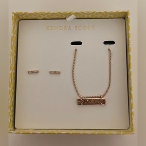 Kendra Scott Jon and Leanor Rose Gold Drusy set, new in box